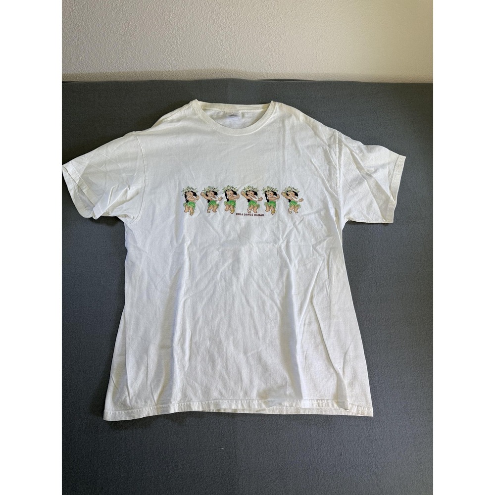 Hanes Heavyweight Shirt Mens Large White Hula Dance Hawaii Graphic Tee